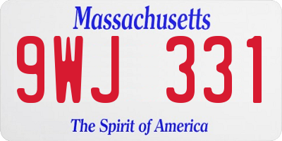 MA license plate 9WJ331