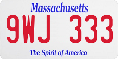 MA license plate 9WJ333