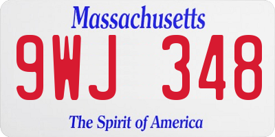 MA license plate 9WJ348