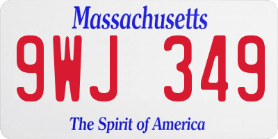 MA license plate 9WJ349