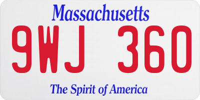 MA license plate 9WJ360