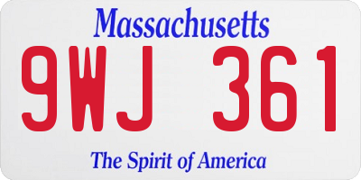 MA license plate 9WJ361