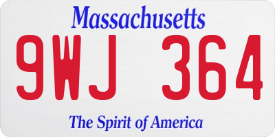 MA license plate 9WJ364