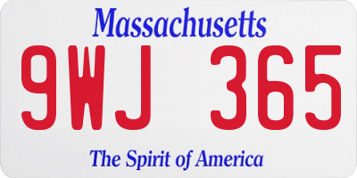 MA license plate 9WJ365