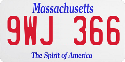 MA license plate 9WJ366