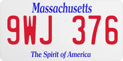 MA license plate 9WJ376