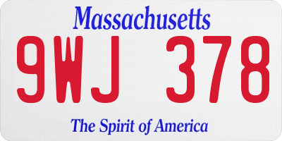 MA license plate 9WJ378