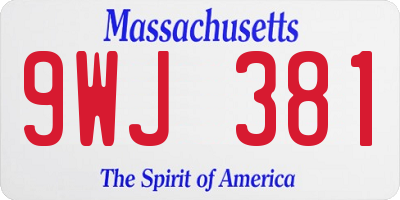 MA license plate 9WJ381