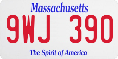 MA license plate 9WJ390