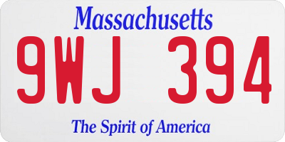 MA license plate 9WJ394