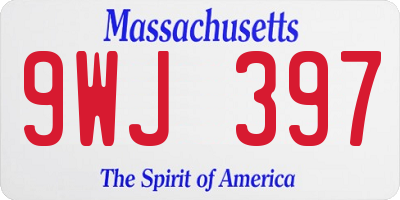 MA license plate 9WJ397
