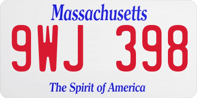 MA license plate 9WJ398