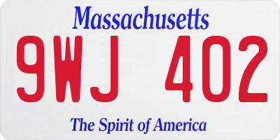 MA license plate 9WJ402