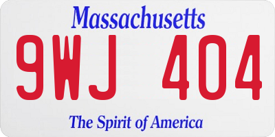 MA license plate 9WJ404