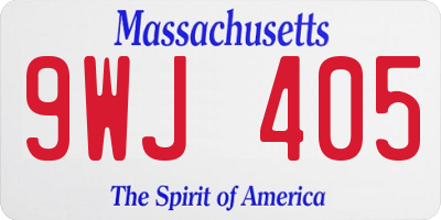 MA license plate 9WJ405