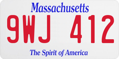 MA license plate 9WJ412