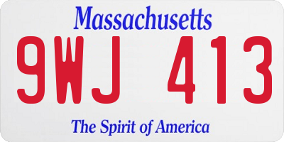 MA license plate 9WJ413