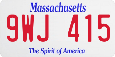 MA license plate 9WJ415