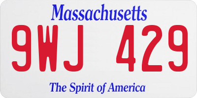 MA license plate 9WJ429
