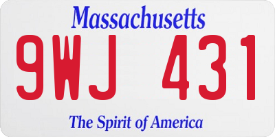 MA license plate 9WJ431