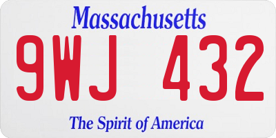 MA license plate 9WJ432