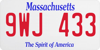 MA license plate 9WJ433