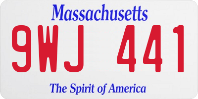 MA license plate 9WJ441