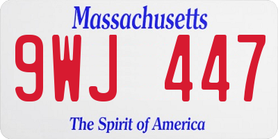 MA license plate 9WJ447