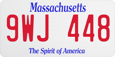 MA license plate 9WJ448