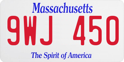 MA license plate 9WJ450