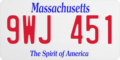 MA license plate 9WJ451