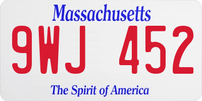 MA license plate 9WJ452