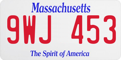 MA license plate 9WJ453