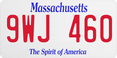 MA license plate 9WJ460