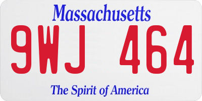 MA license plate 9WJ464