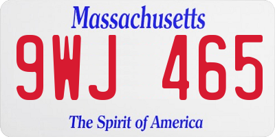 MA license plate 9WJ465