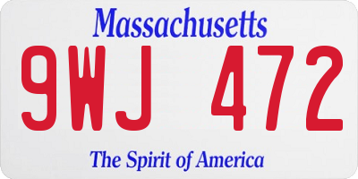 MA license plate 9WJ472