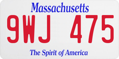 MA license plate 9WJ475