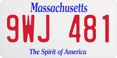 MA license plate 9WJ481