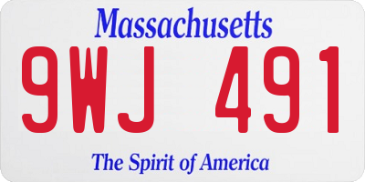 MA license plate 9WJ491
