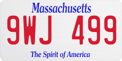 MA license plate 9WJ499
