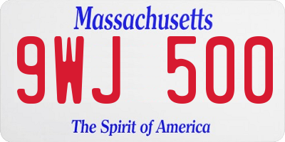 MA license plate 9WJ500
