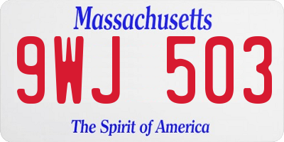 MA license plate 9WJ503