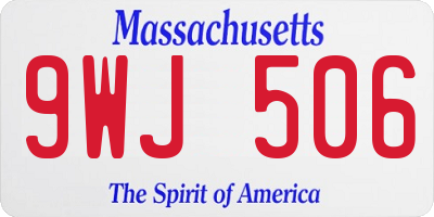 MA license plate 9WJ506