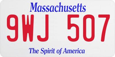 MA license plate 9WJ507