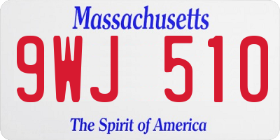 MA license plate 9WJ510