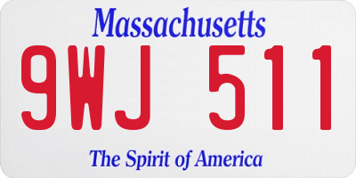 MA license plate 9WJ511