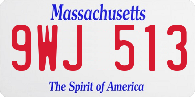 MA license plate 9WJ513