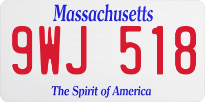 MA license plate 9WJ518