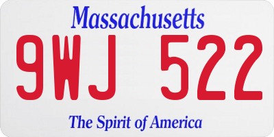 MA license plate 9WJ522